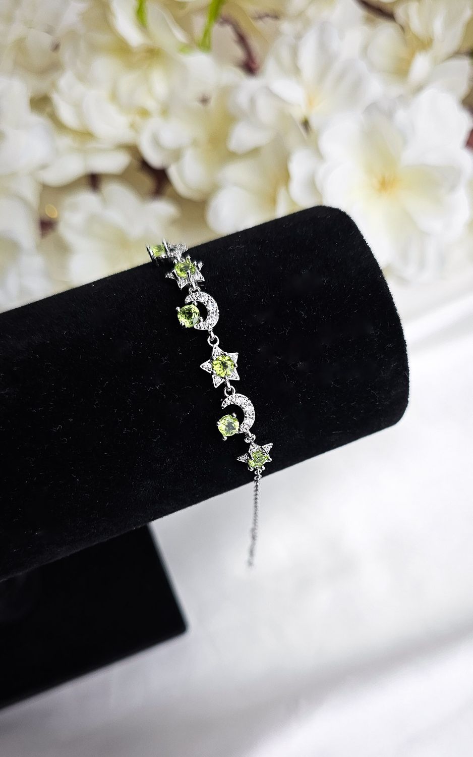 Bracelet with Moon &amp; Stars in Peridot