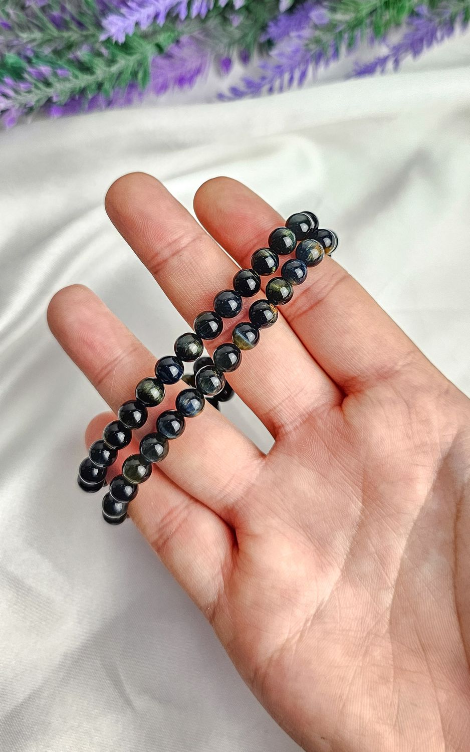 Elastic Bracelet in Blue Tiger Eye (6mm)