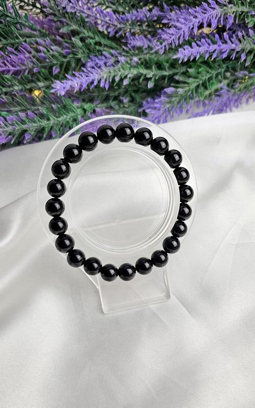 Elastic Bracelet in Black Obsidian (8mm)