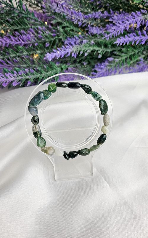 Elastic Bracelet NUGGET in Moss Agate