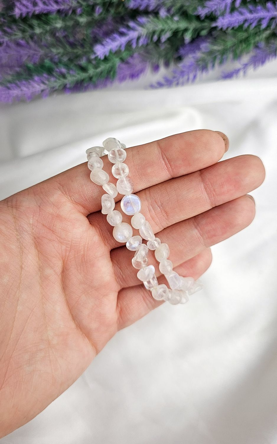 Elastic Bracelet NUGGET in Rainbow Moonstone