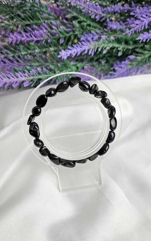 Elastic Bracelet NUGGET in Black Obsidian