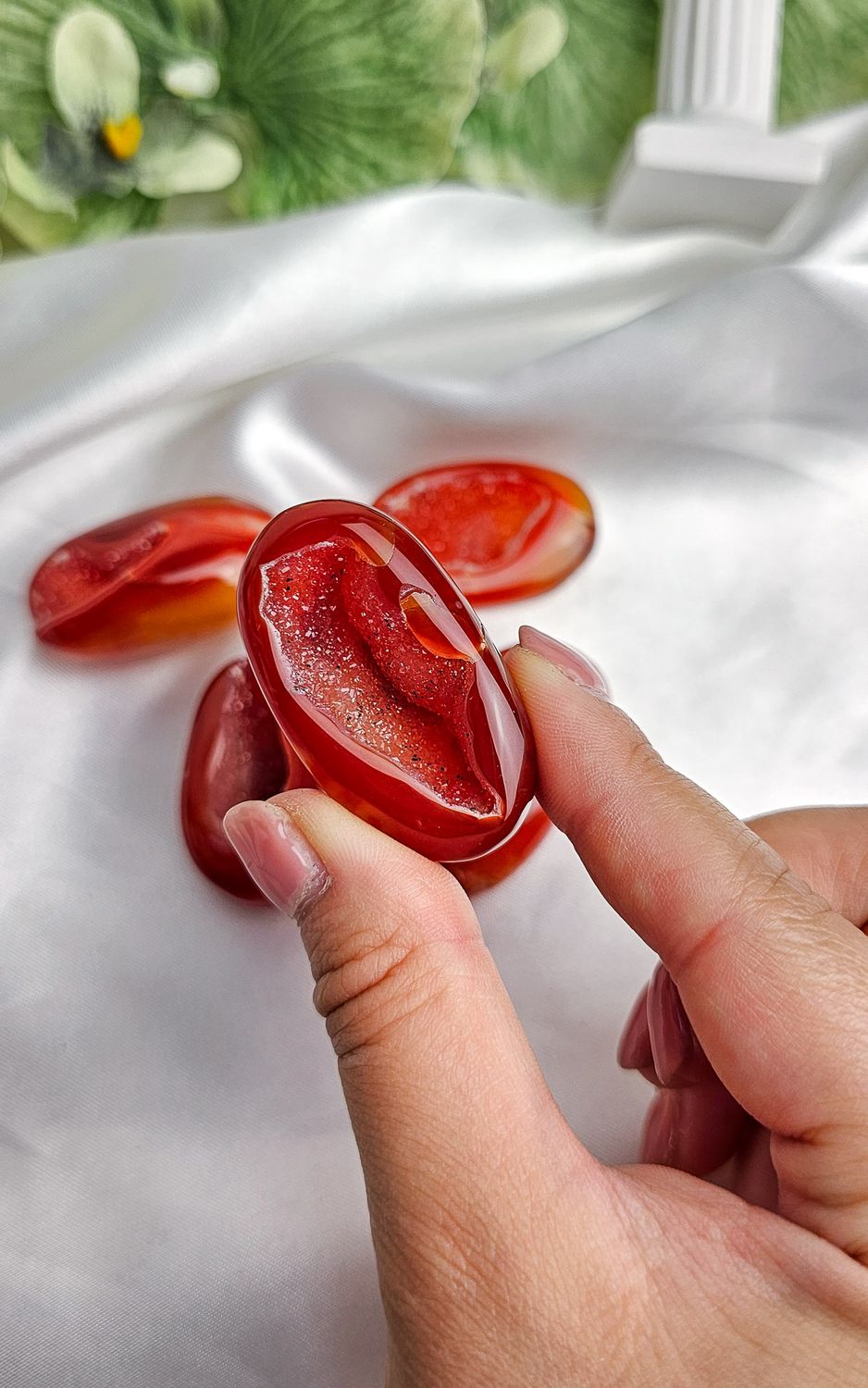Carnelian Druzy Agate Palmstone (Small)