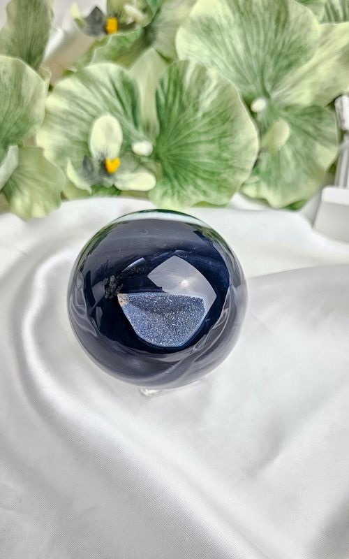 Druzy Black Agate Sphere