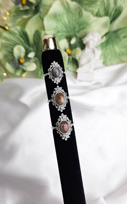 Adjustable Boho Ring in Black Moonstone (FROM SIZE 13/14)