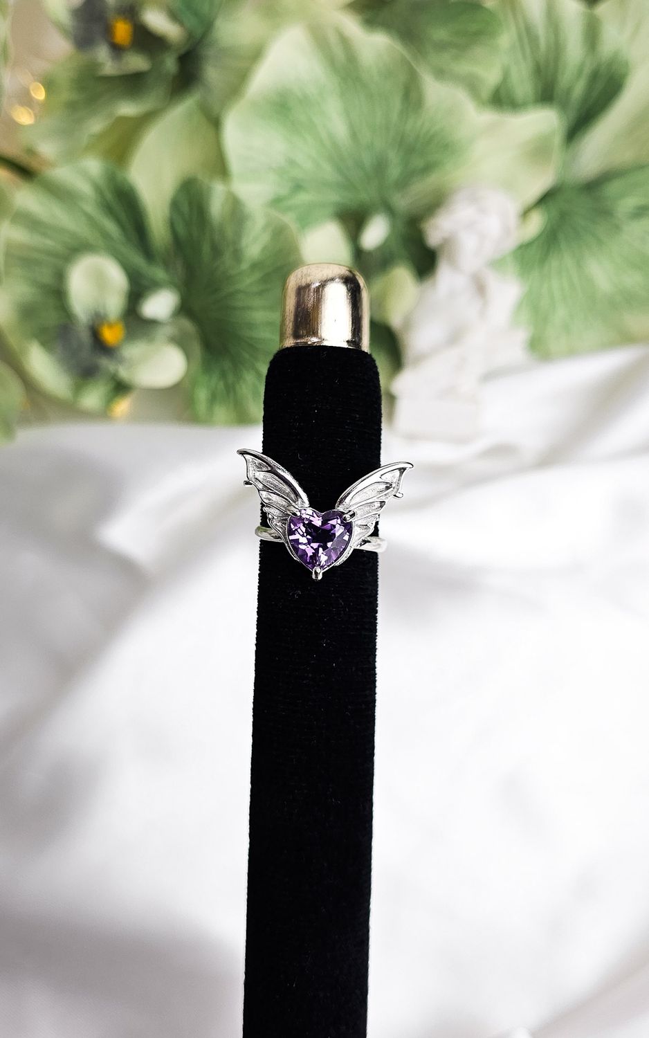 Adjustable Ring with Bat in Amethyst (FROM SIZE 15)