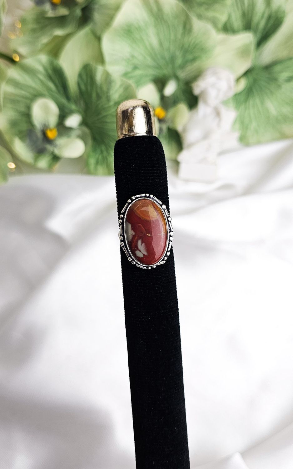 Adjustable Indian Ring in Polychrome Jasper (FROM SIZE 6/7)
