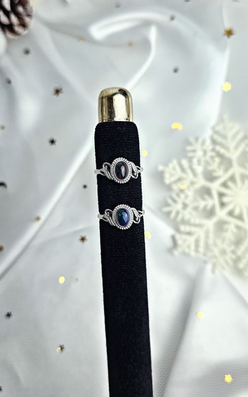 Adjustable Ring with Black Opal (FROM SIZE 12)