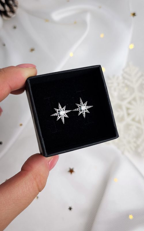 Earrings with Star in Moissanite (s925)