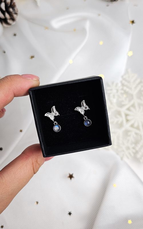 Earrings with Butterfly in Labradorite (s925)