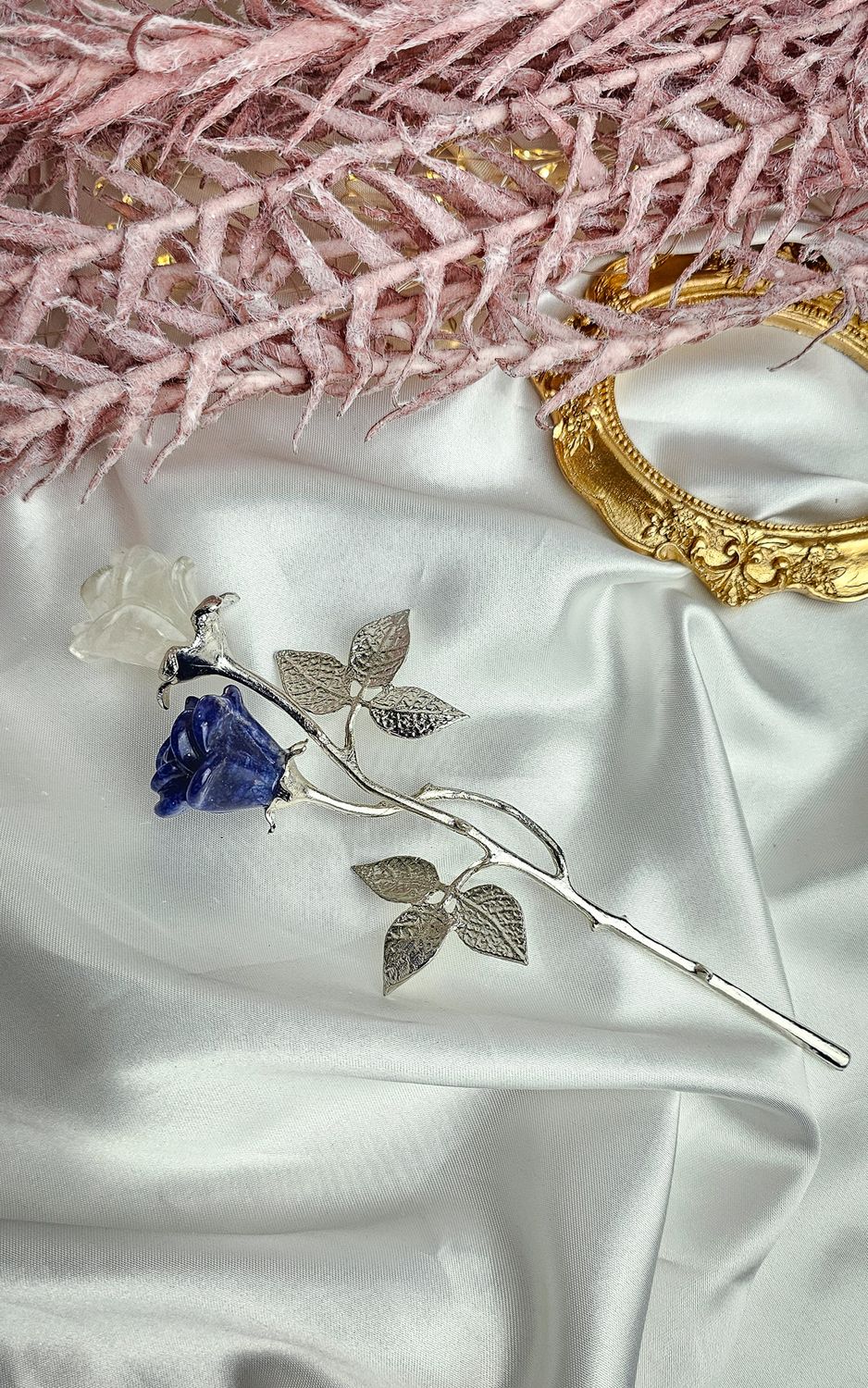 Rose in Clear Quartz and Sodalite