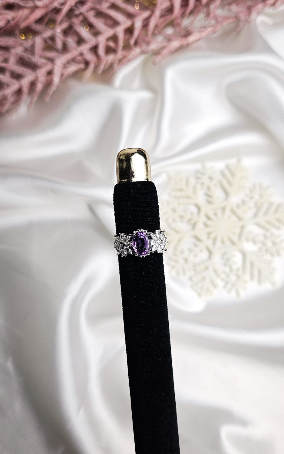 Adjustable Ring in Amethyst with Flowers (FROM SIZE 11)