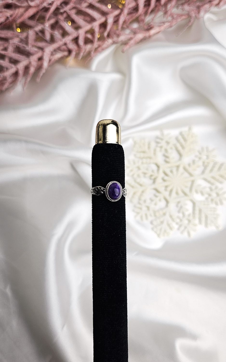 Adjustable Etnic Ring in Charoite n.1 (FROM SIZE 15)