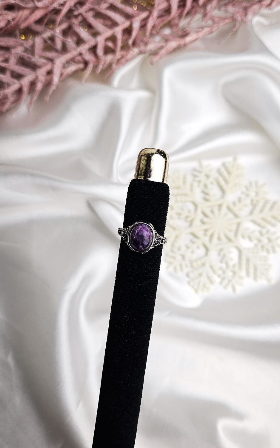 Adjustable Etnic Ring in Charoite n.2 (FROM SIZE 15)