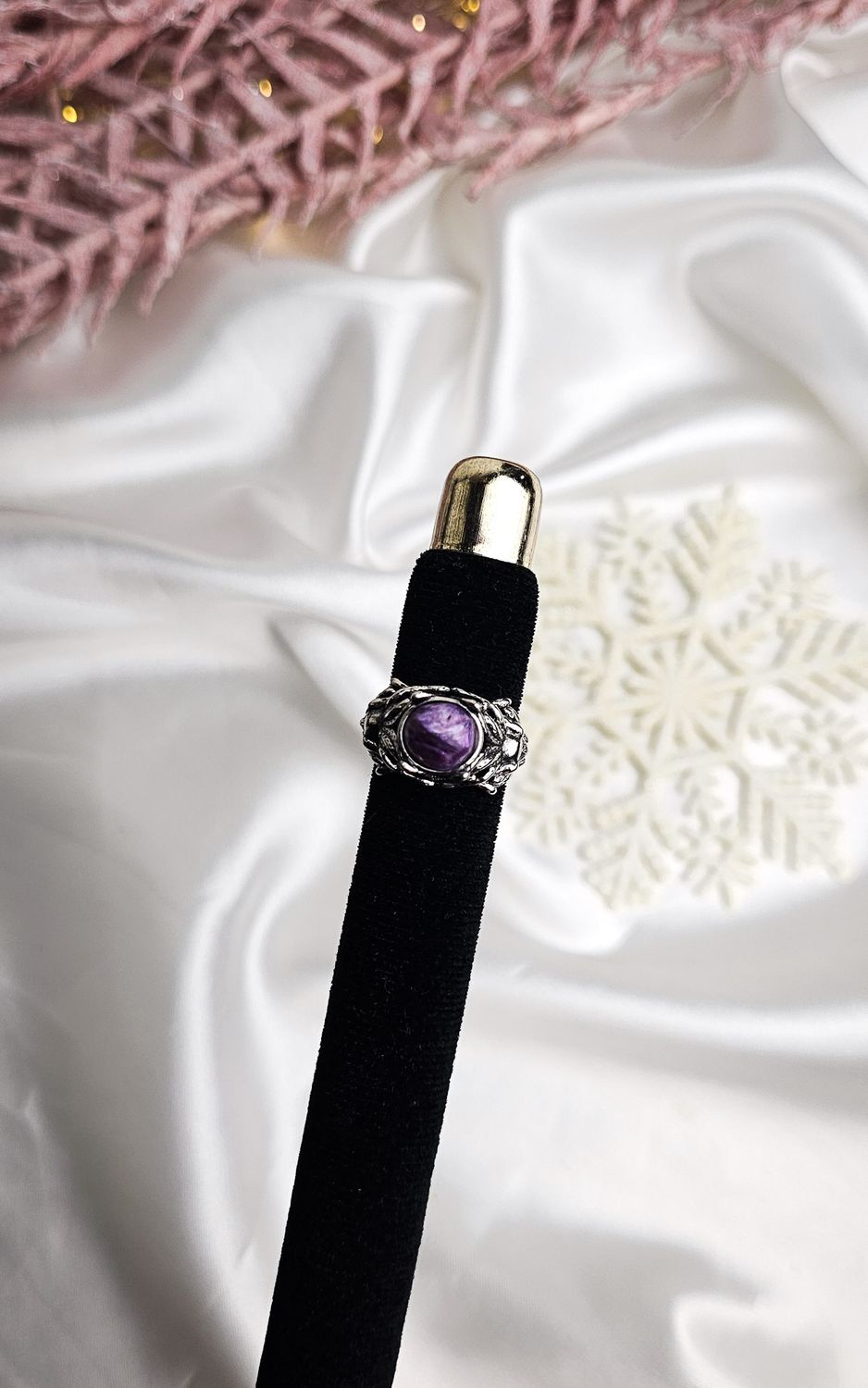 Adjustable Etnic Ring in Charoite n.3 (FROM SIZE 14/15)