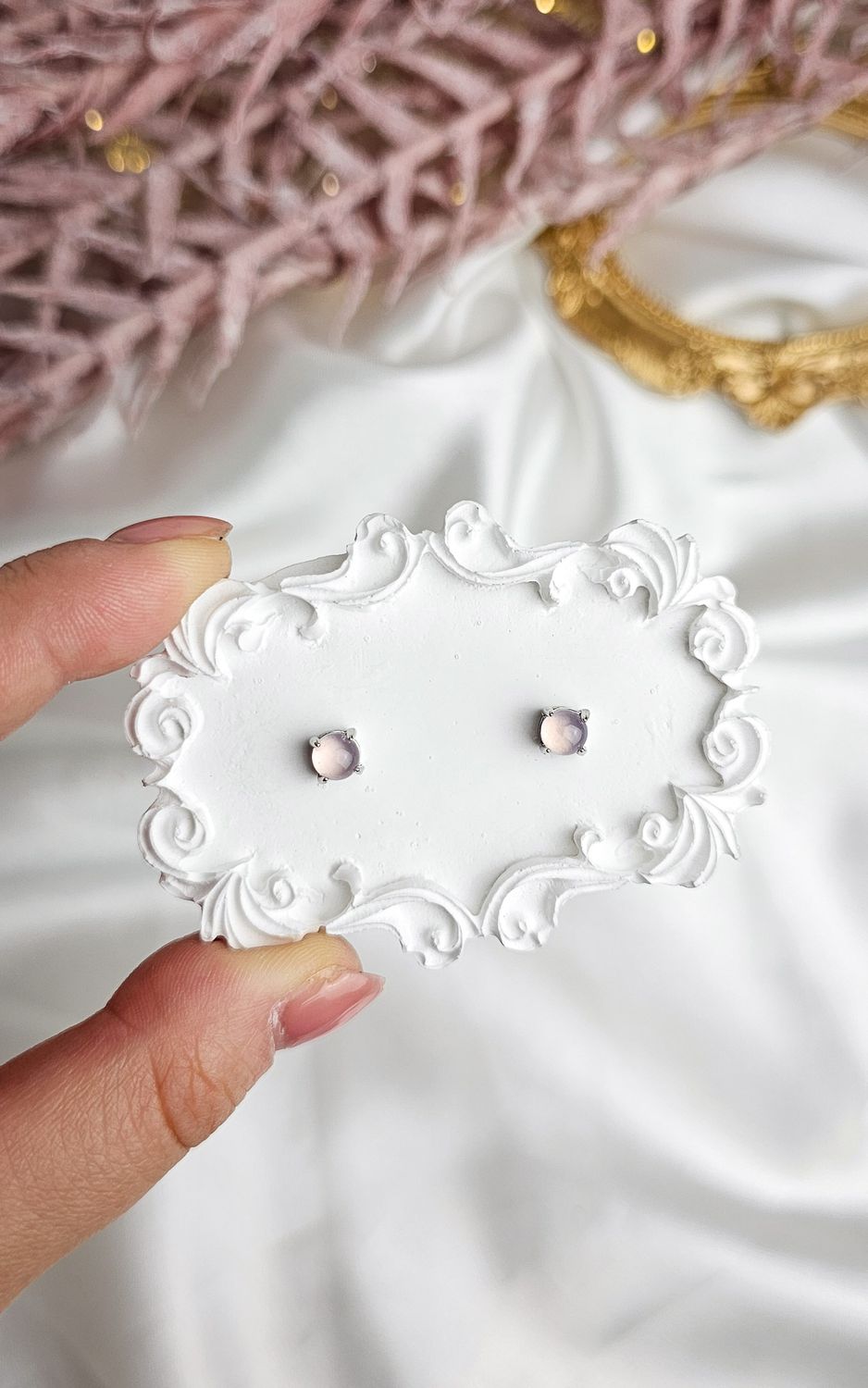 Earrings with Rose Quartz (s925)