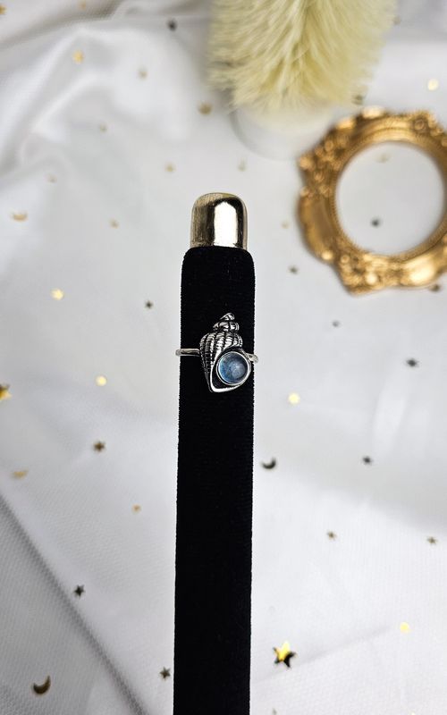 Adjustable Ring with Shell in Aquamarine (FROM SIZE 11)