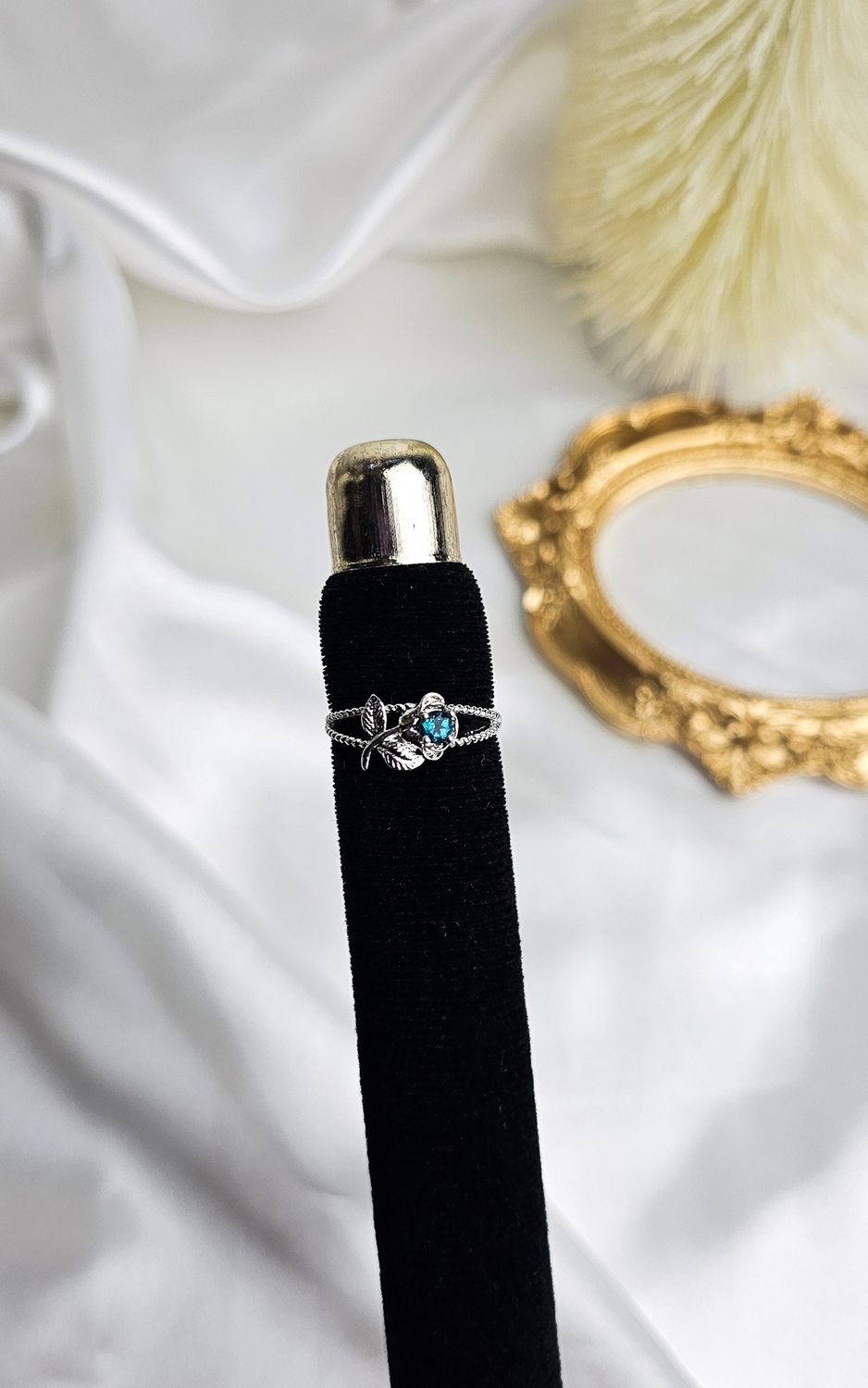 Adjustable Ring with Rose in Topaz (FROM SIZE 12)