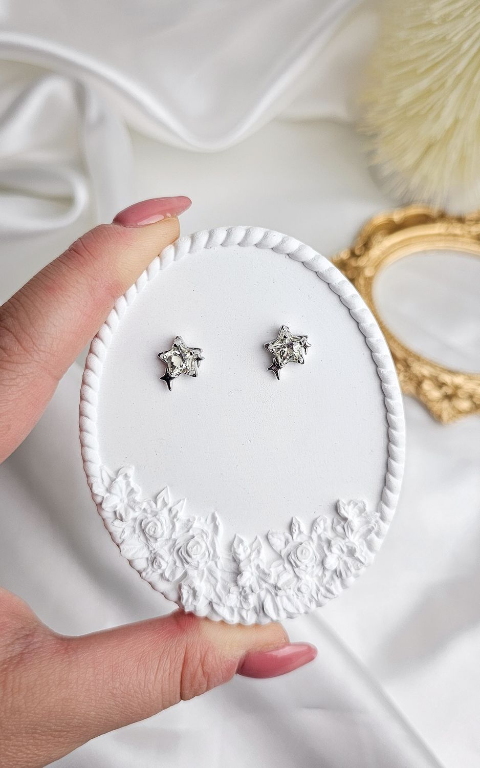 Earrings with Star in Citrine Quartz (s925)