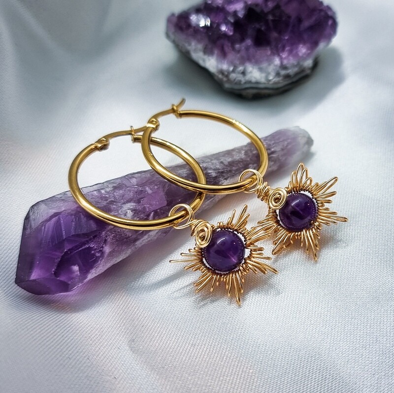 Earrings "SUN" - Choose Stone
