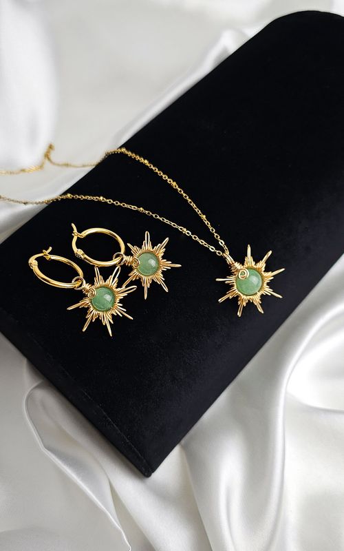 SET Necklace + Earrings "SUN" - Choose Stone