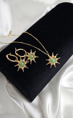 SET Necklace + Earrings "SUN" - Choose Stone