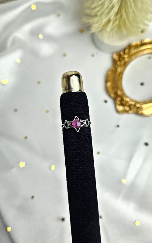 Adjustable Ring with Star in Pink Tourmaline (FROM SIZE 13)