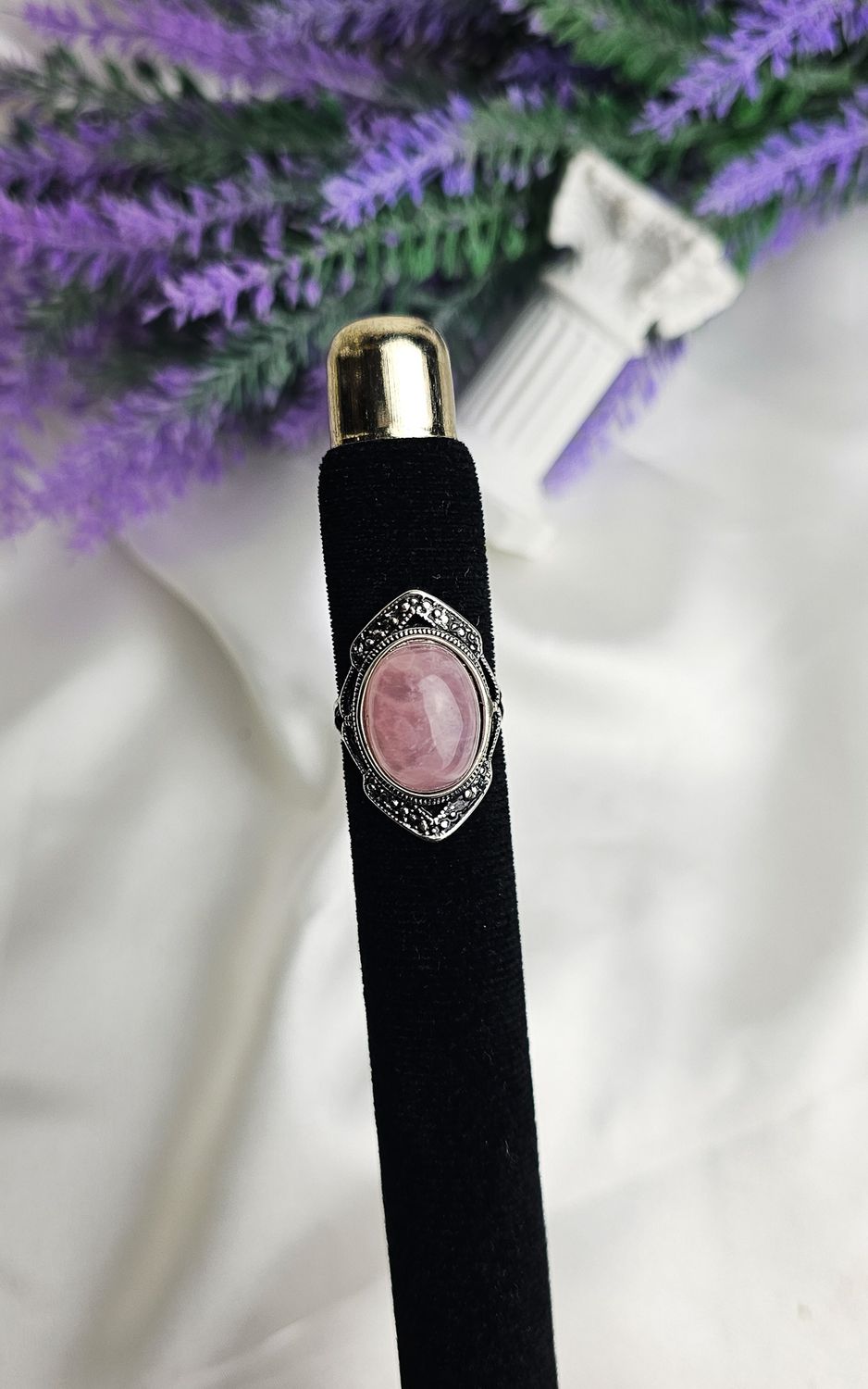 Adjustable Boho Ring in Rose Quartz n.2 (FROM SIZE 9)