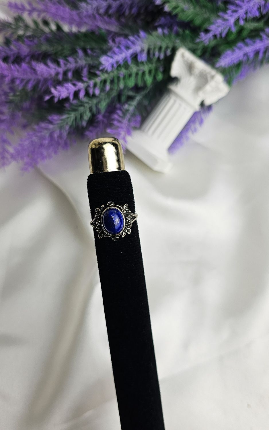 Adjustable Etnic Ring with Lapislazuli (FROM SIZE 12)