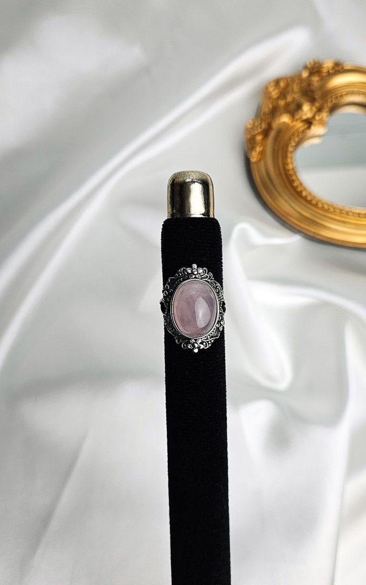 Adjustable Boho Ring in Rose Quartz n.2 (FROM SIZE 12/13)