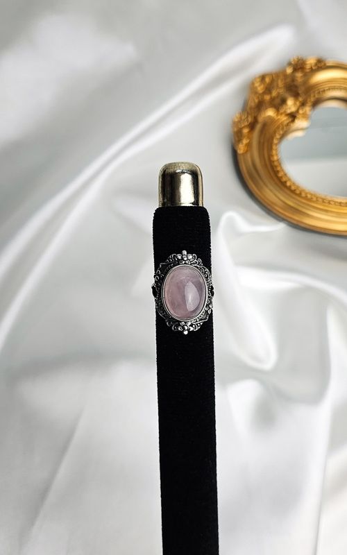 Adjustable Boho Ring in Rose Quartz n.2 (FROM SIZE 12/13)