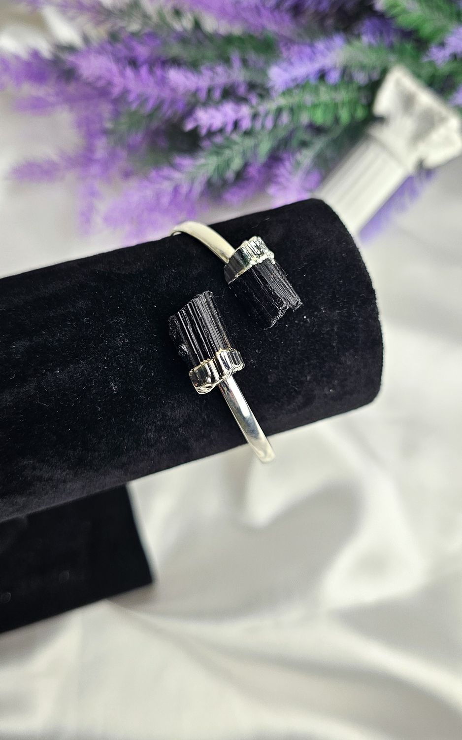 Adjustable Bracelet with Raw Black Tourmaline