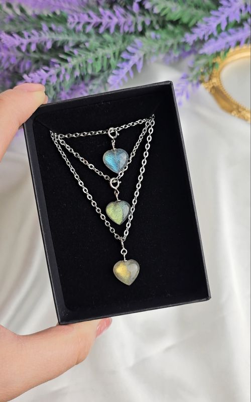 Necklace with Heart in Labradorite (s925)
