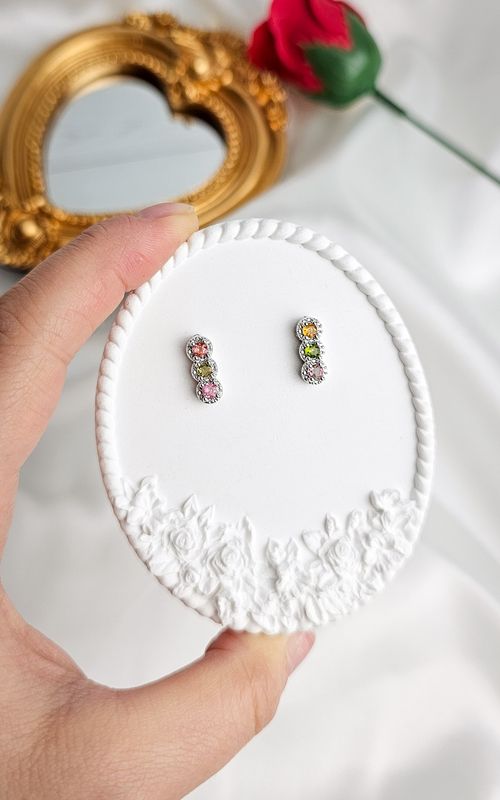 Earrings with Multicolor Tourmaline (s925)