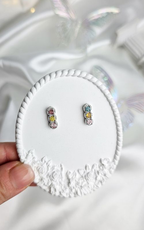 Earrings with Multicolor Tourmaline (s925)