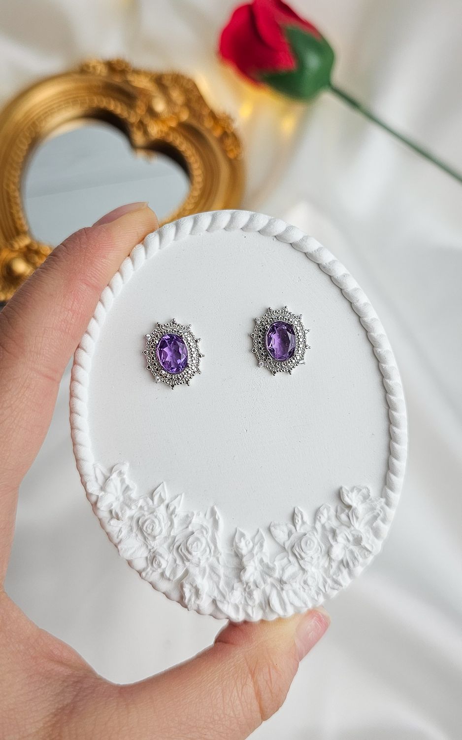 Vintage Earrings with Amethyst