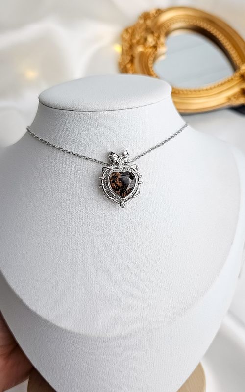 Necklace with Heart in Smoky Quartz