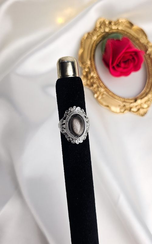 Adjustable Boho Ring in Silver Obsidian (FROM SIZE 13)