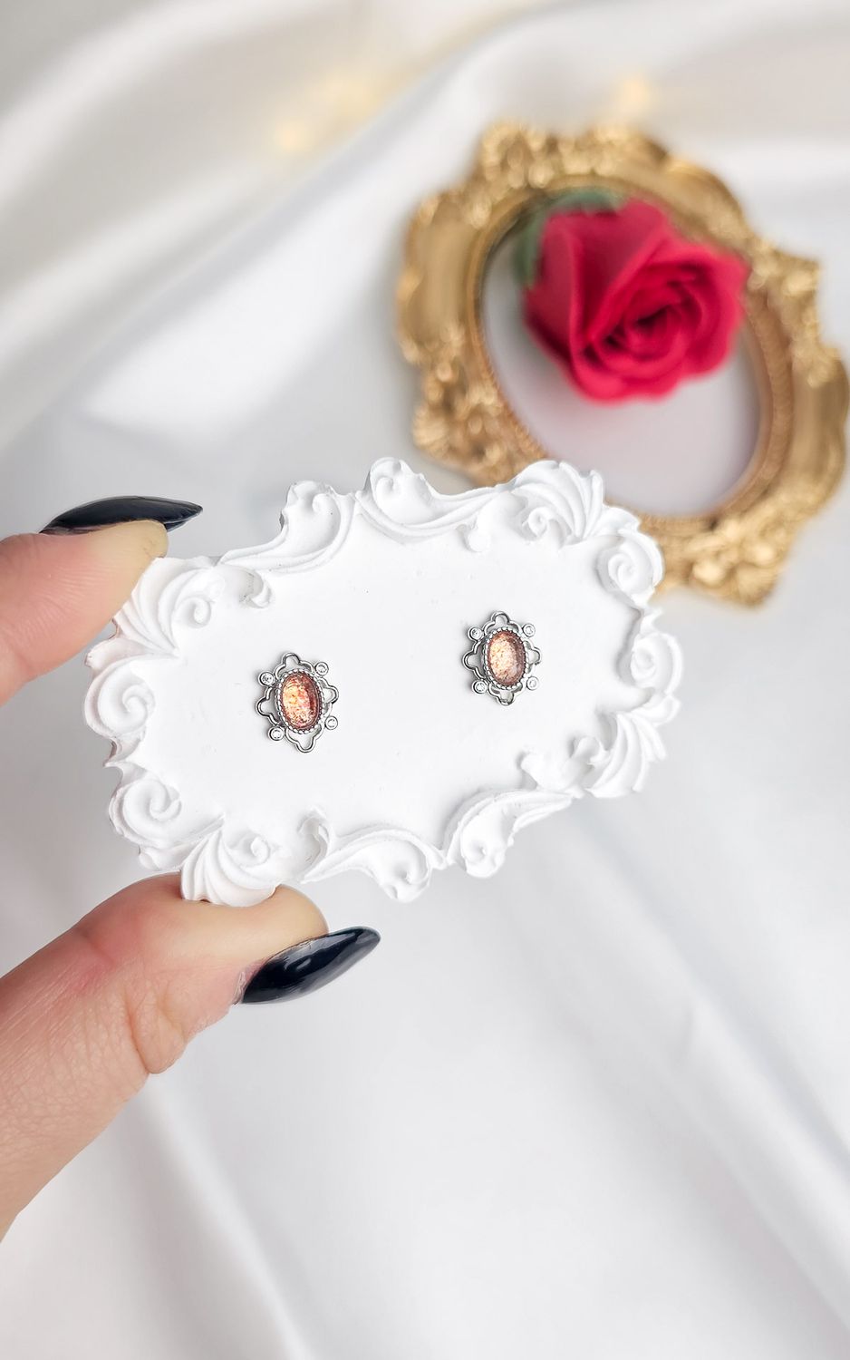 Vintage Earrings in Sunstone (s925)