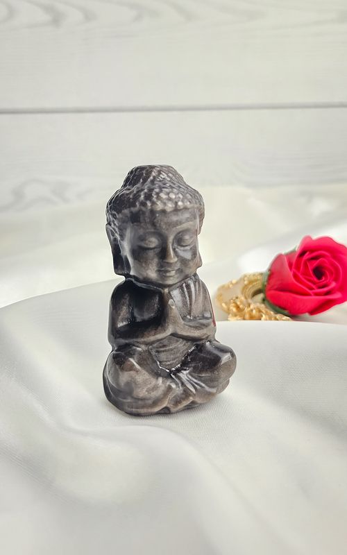 Silver Obisidian Buddha (Big)