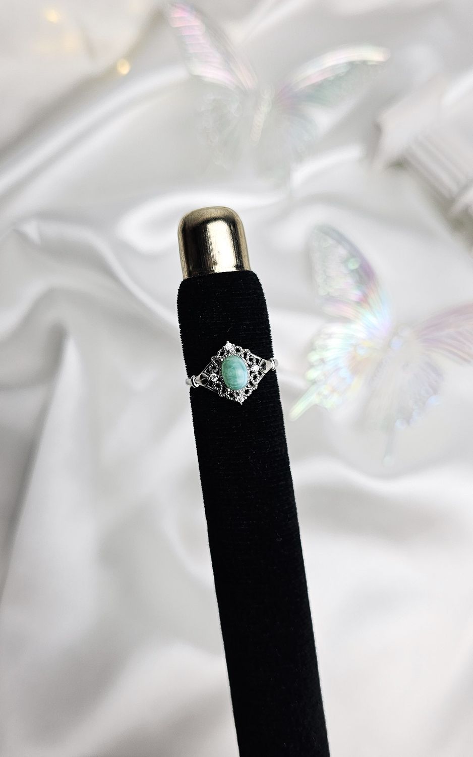 Adjustable Vintage Ring in Larimar (FROM SIZE 13)