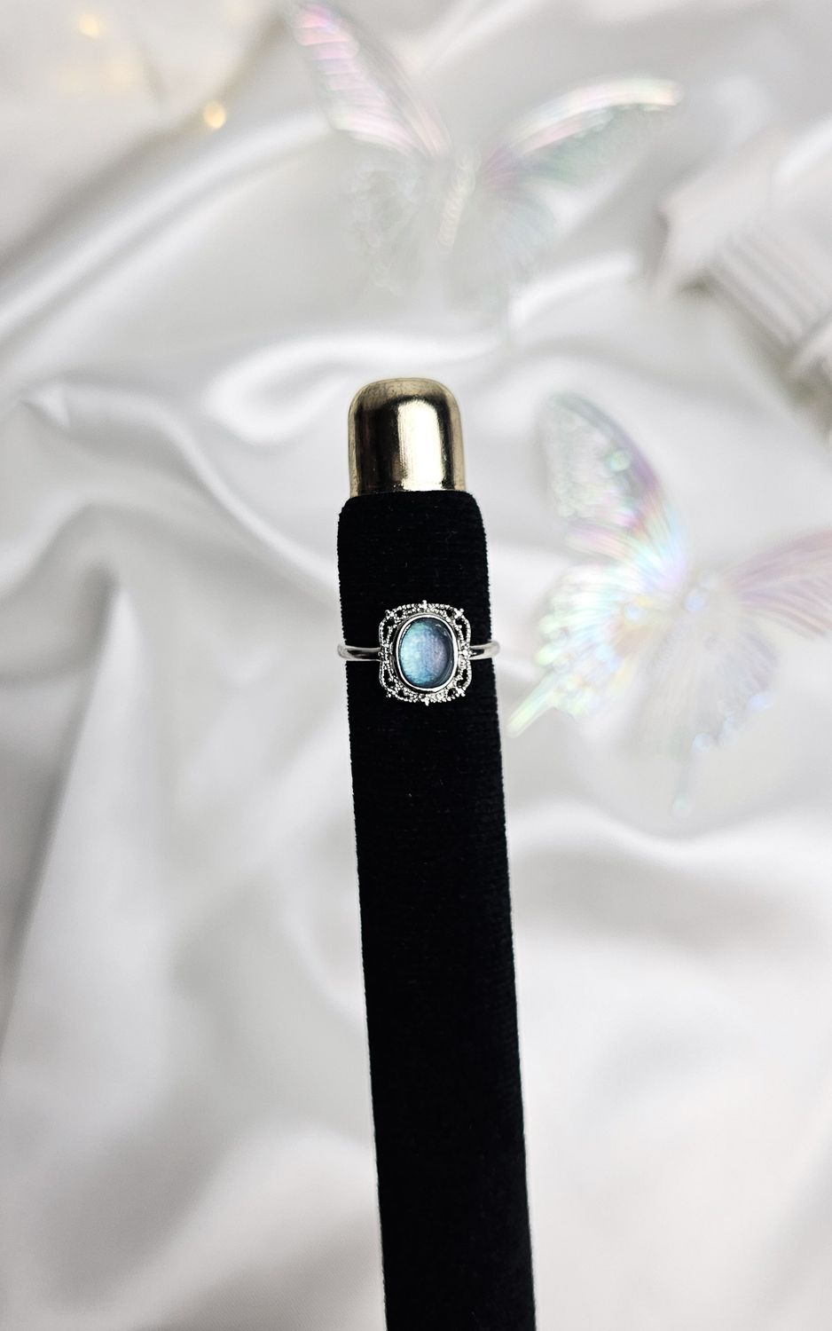 Adjustable Square Ring in Aquamarine (FROM SIZE 13)