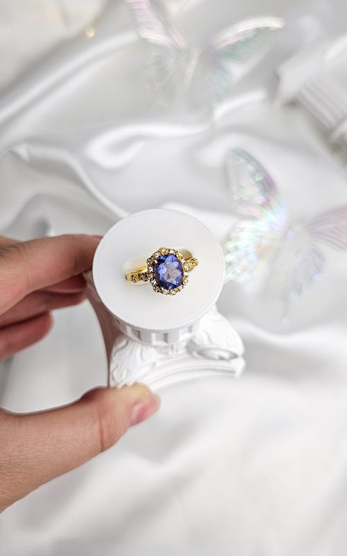 Adjustable Vintage Ring in Blue Fluorite (FROM SIZE 12)