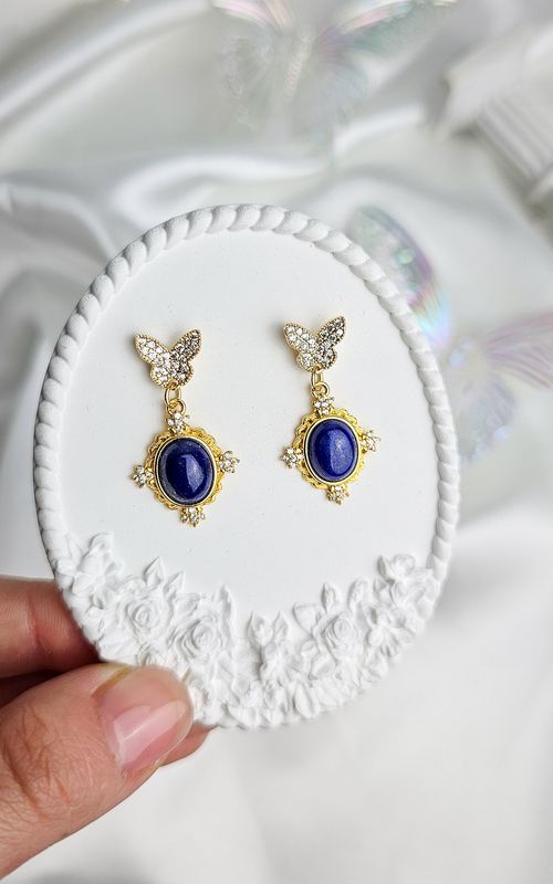 Golden Earrings in Lapislazzuli (s925)