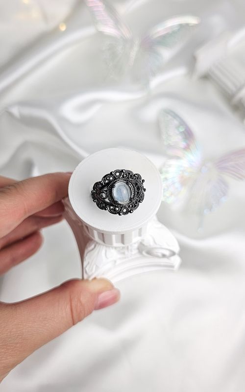 Adjustable Gothic Ring in Aquamarine (FROM SIZE 12)