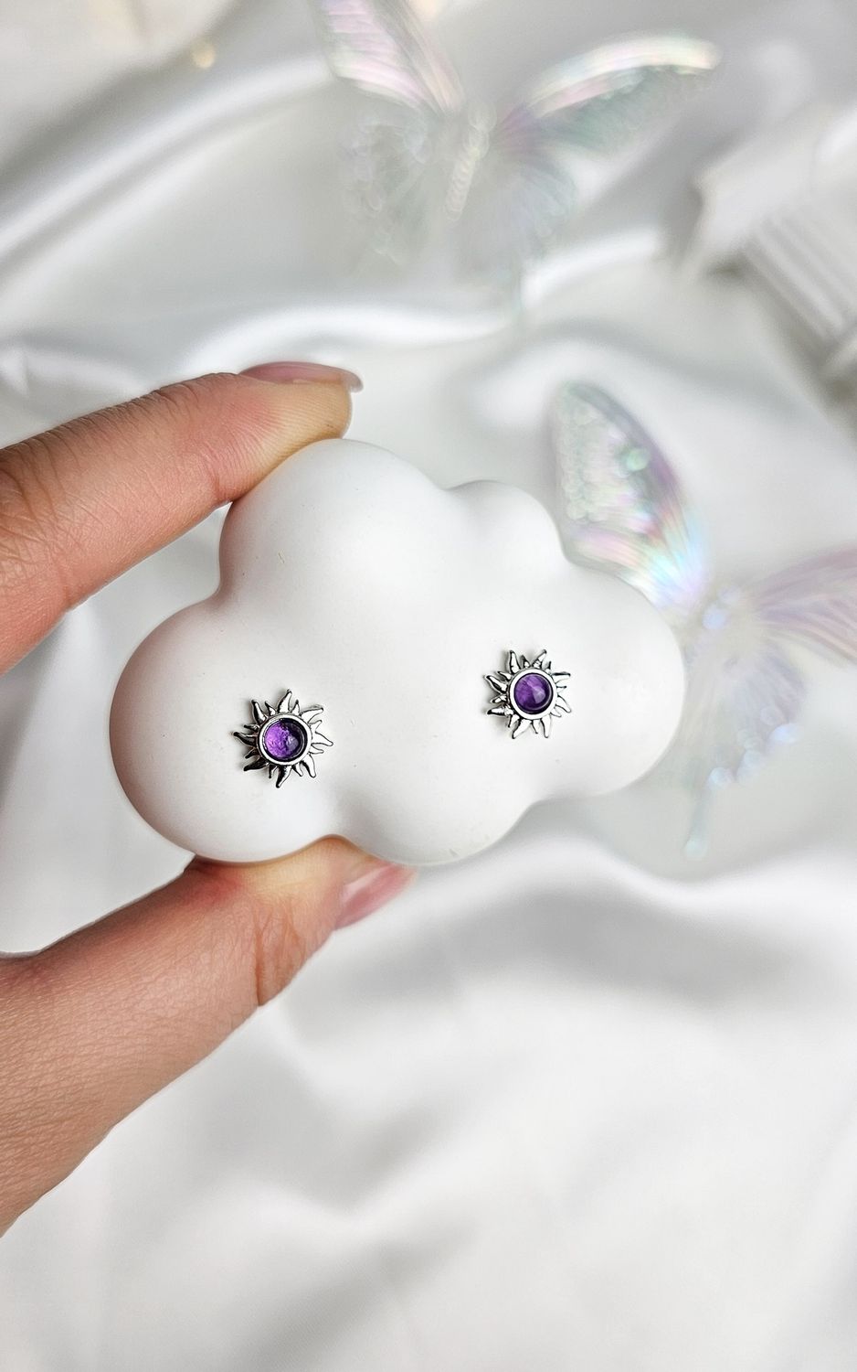 Earrings with Sun in Amethyst (s925)