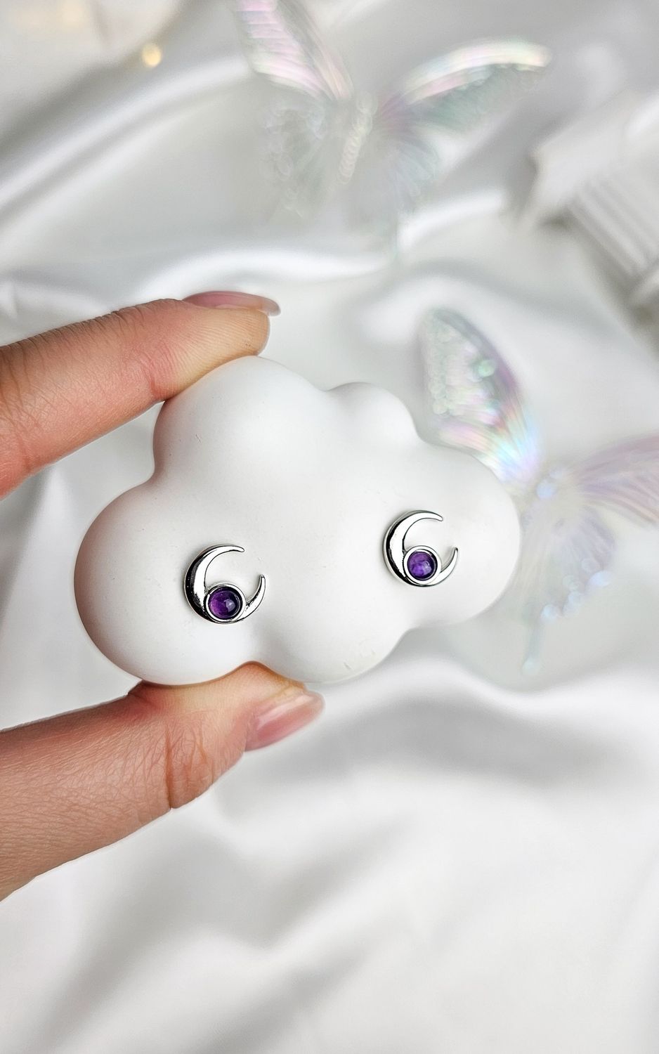 Earrings with Moon in Amethyst (s925)