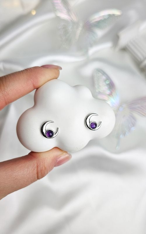 Earrings with Moon in Amethyst (s925)