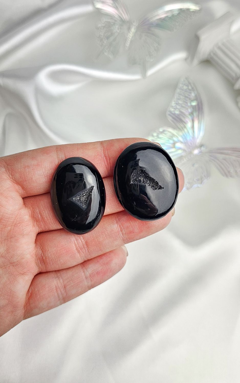 Druzy Black Agate Cabochon