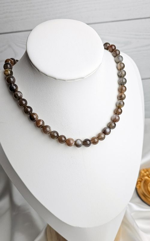 Necklace in Black Moonstone (AAA Quality)